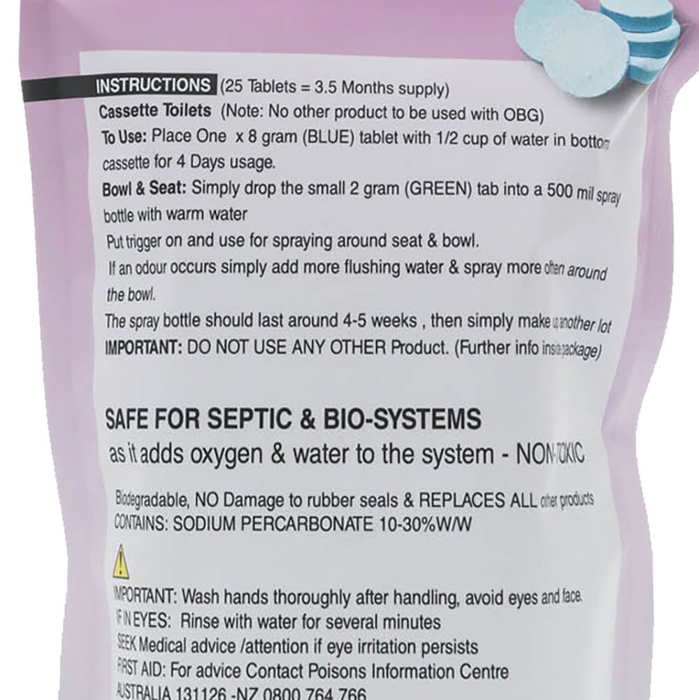 Odour-B-Gone RV Toilet Tablets 8g Qty 25