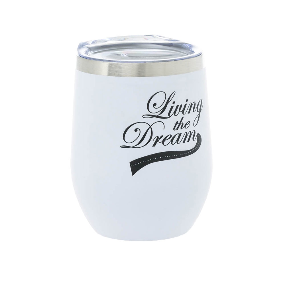 Living The Dream Insulated Wine Travel Mug 340ml White