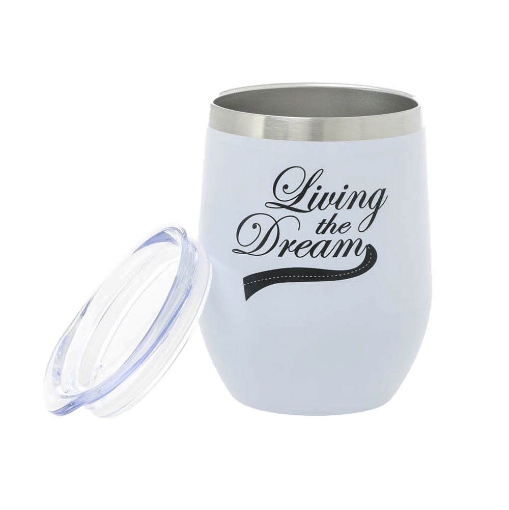 Living The Dream Insulated Wine Travel Mug 340ml White