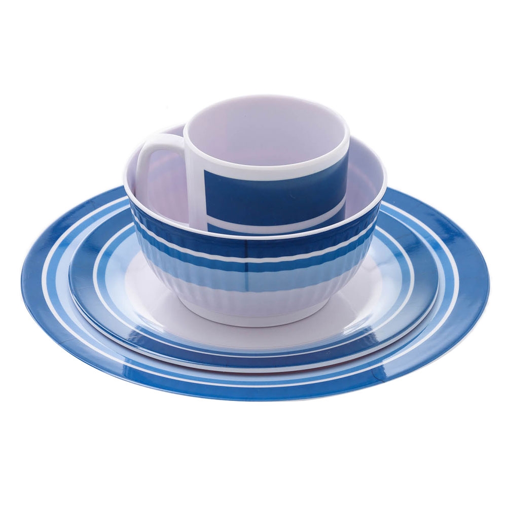 Shatter-Resistant Melamine 16-Piece Kitchenware Set Ocean Blue