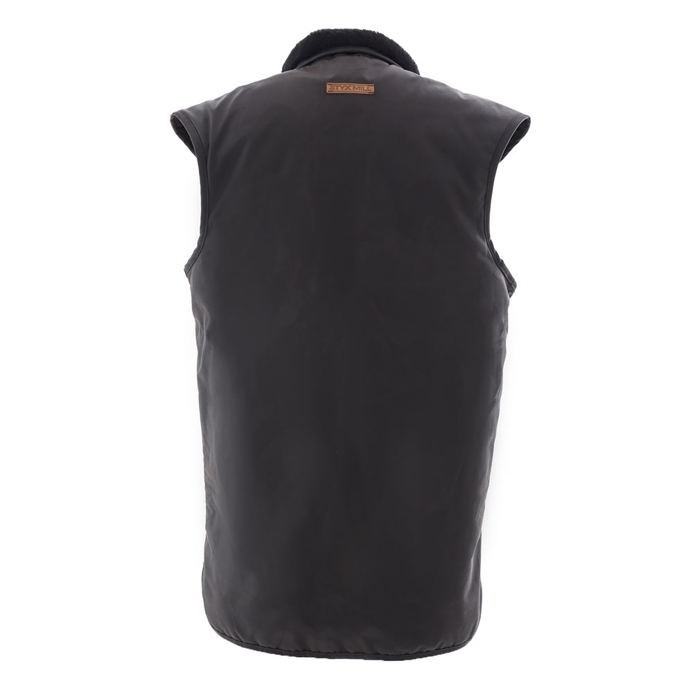 Styx Mill Classic Oilskin Fur Lined Vest Brown XL
