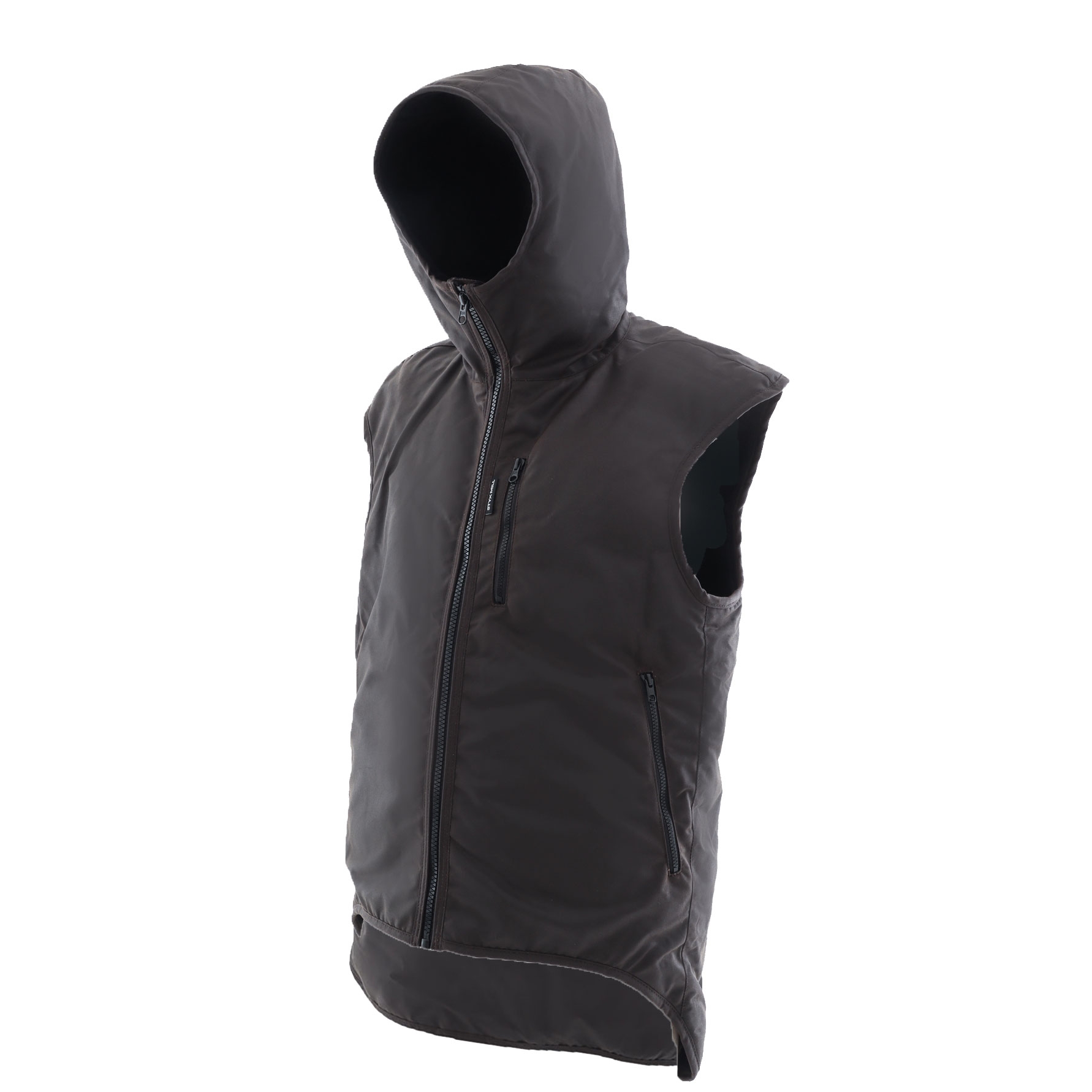 Styx Mill Oilskin Fur Lined Hoodie Vest Brown XL