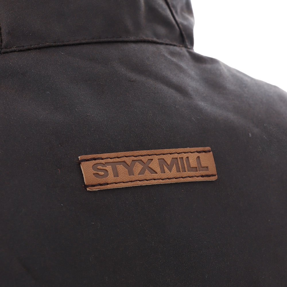 Styx Mill Oilskin Fur Lined Hoodie Vest Brown Large