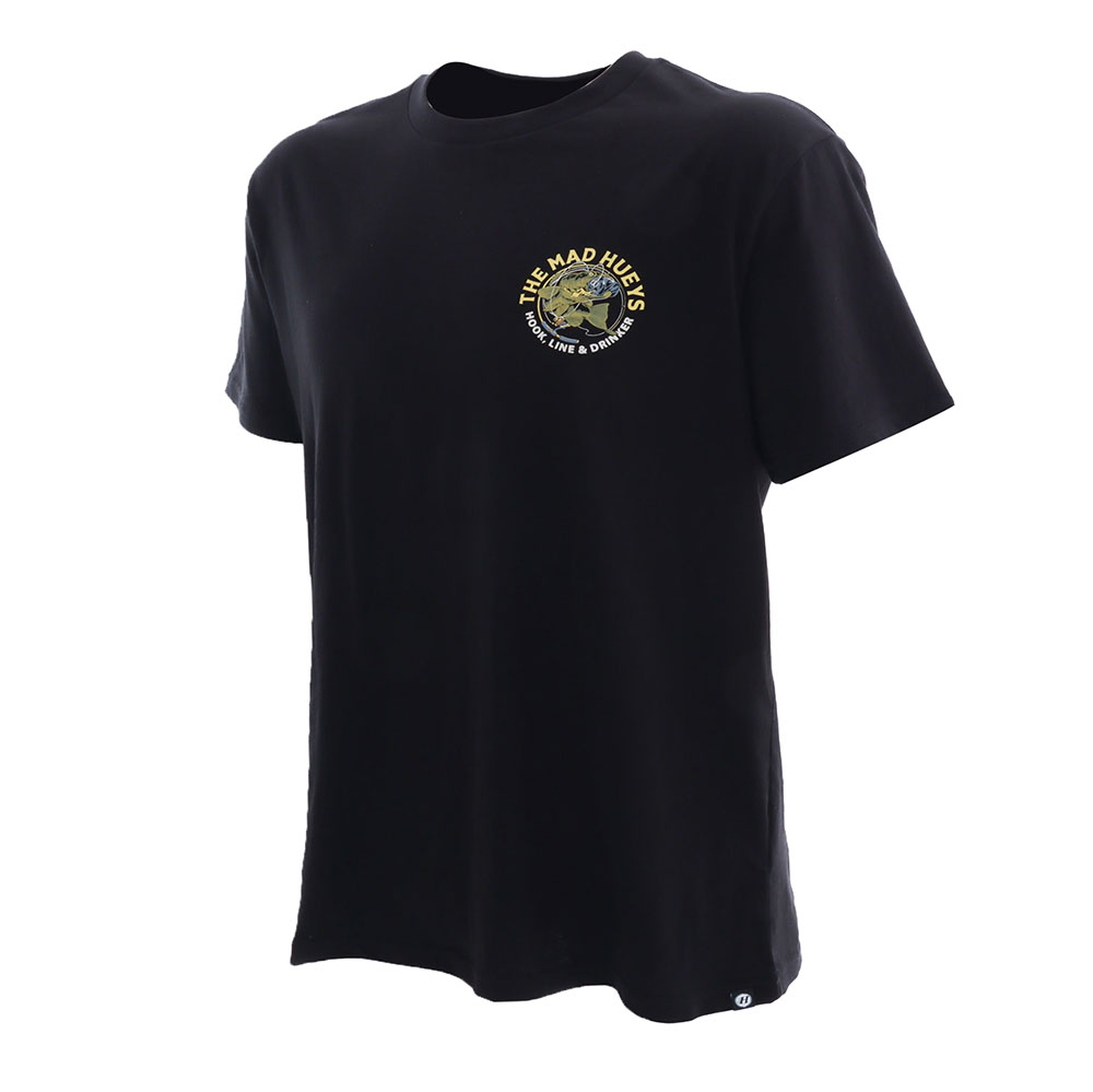 The Mad Hueys Hook Line and Drinker T-Shirt Black Medium
