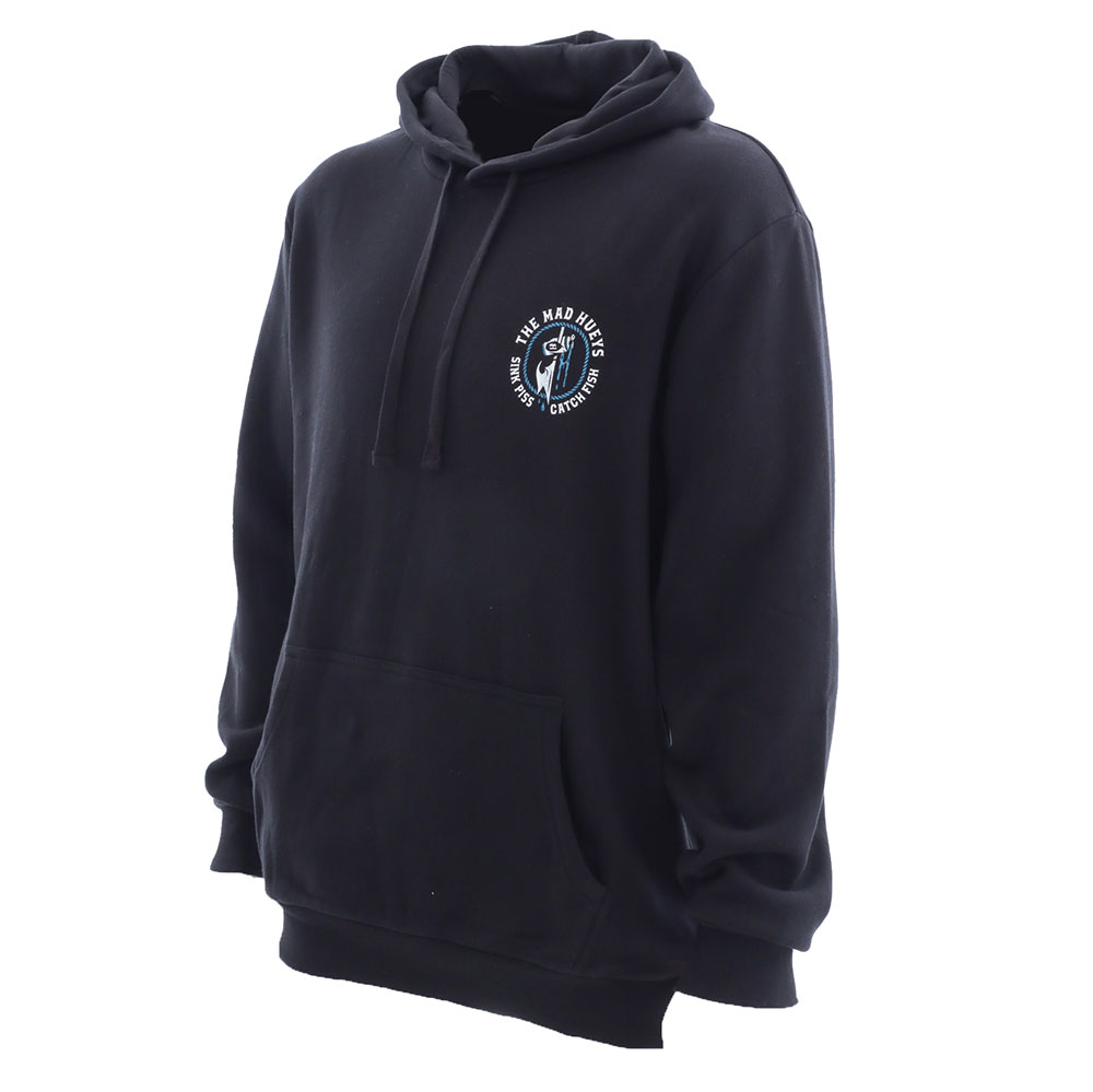The Mad Hueys Skewered Shark Pullover Fleece Hoodie Black 2XL