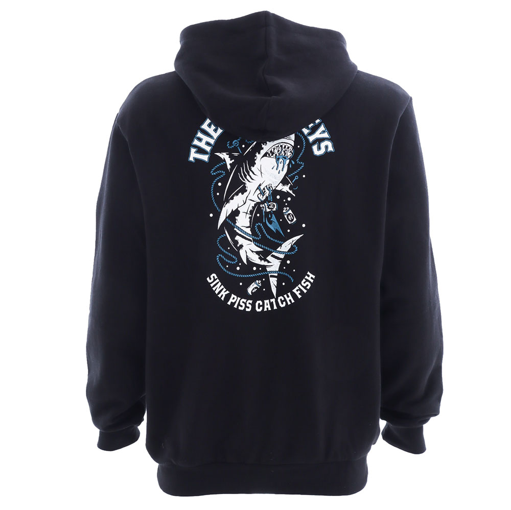 The Mad Hueys Skewered Shark Pullover Fleece Hoodie Black 2XL