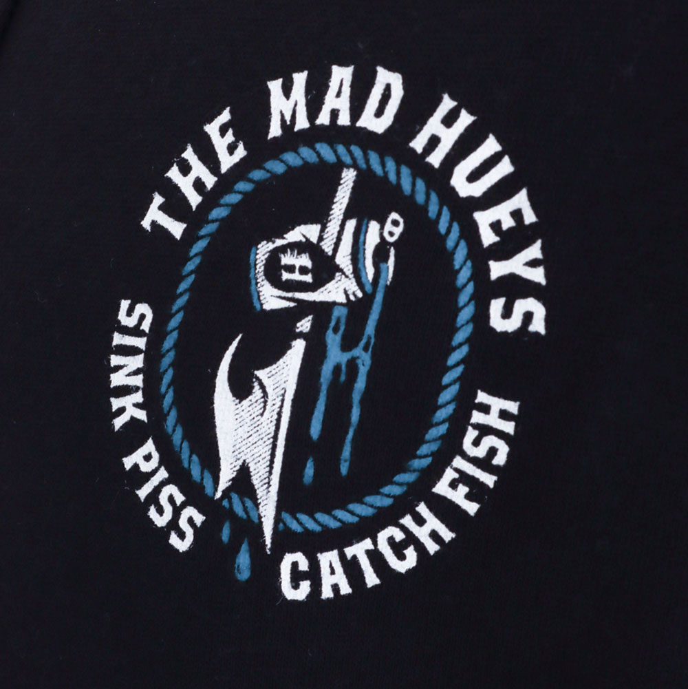 The Mad Hueys Skewered Shark Pullover Fleece Hoodie Black 2XL