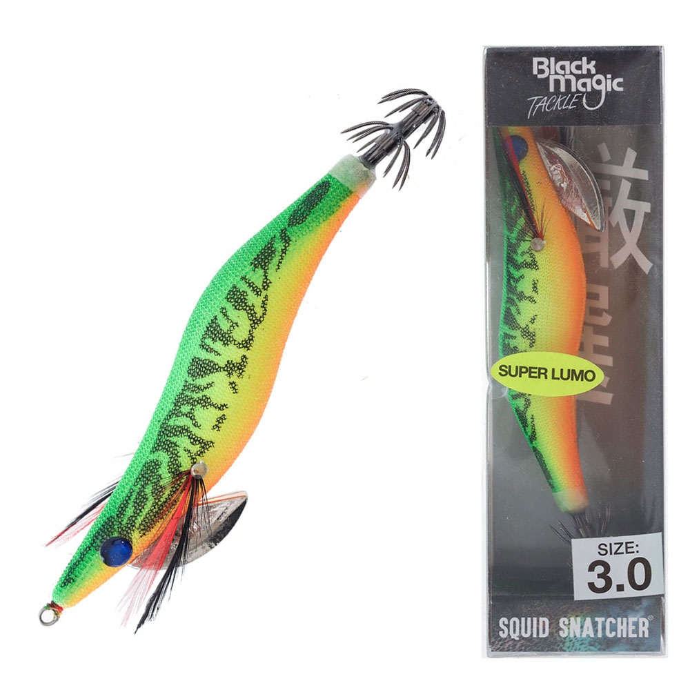 Black Magic Squid Snatcher Squid Jig Lumo Size 3 Lemon/Lime