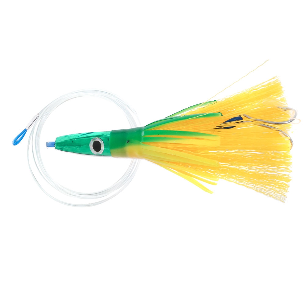 H2O Pro Ahi Grass Skirt Tuna Lure Rigged Green/Yellow/Orange