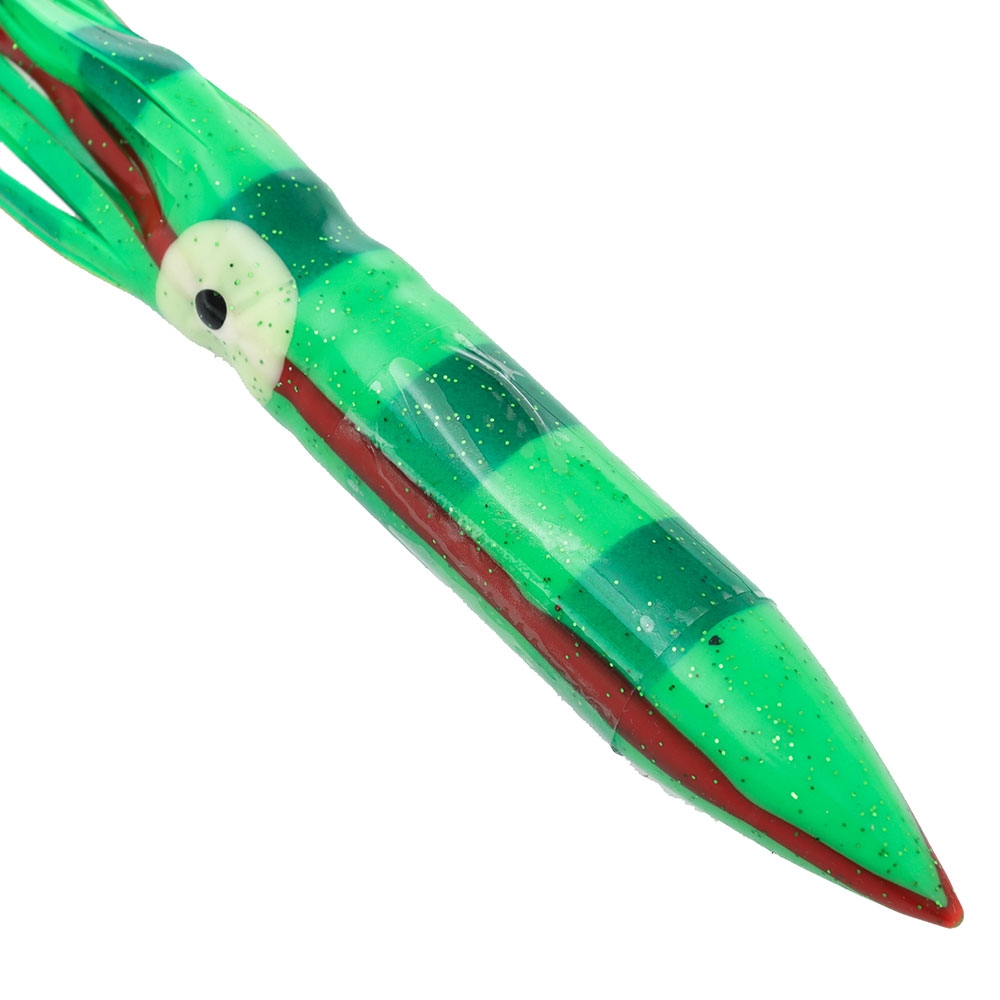 H2O Pro Bulb Squid Teaser 9in Green Lumo/Red Stripe