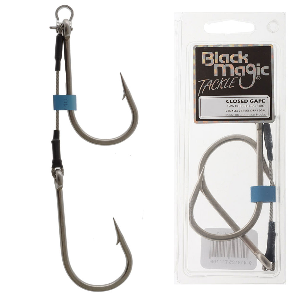 Black Magic 7/0 Twin Hook Shackle Rig for Game Lures - Closed Gape