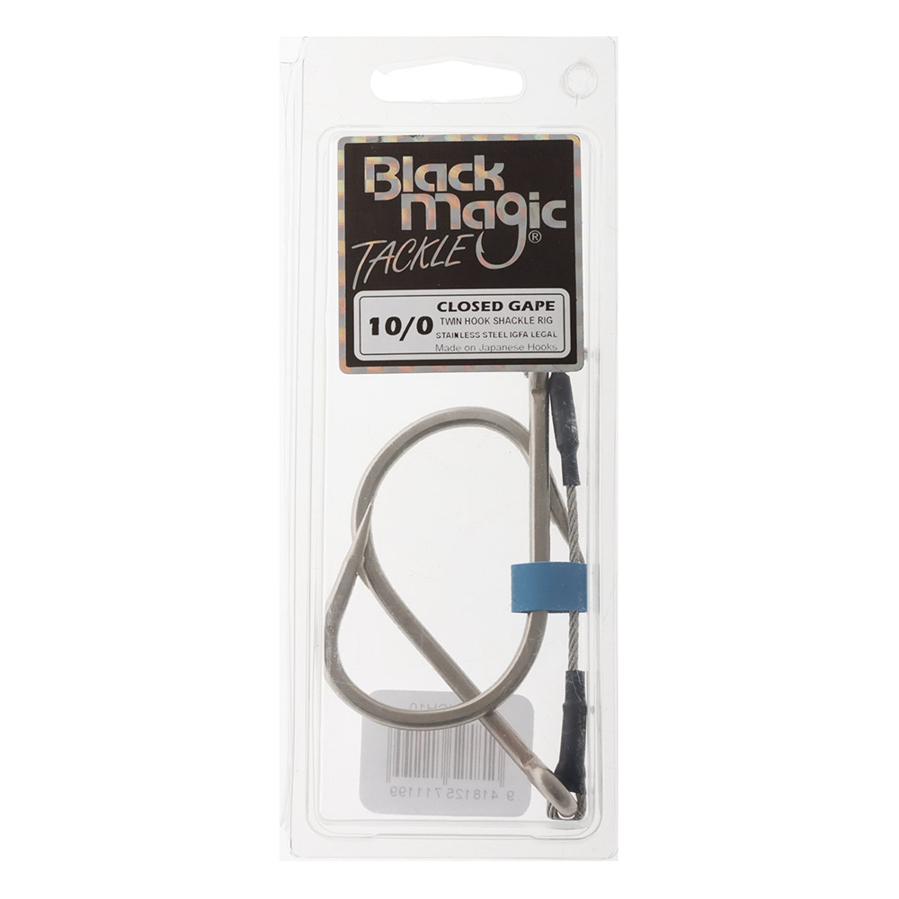 Black Magic Twin Hook Shackle Rig for Game Lures - Closed Gape