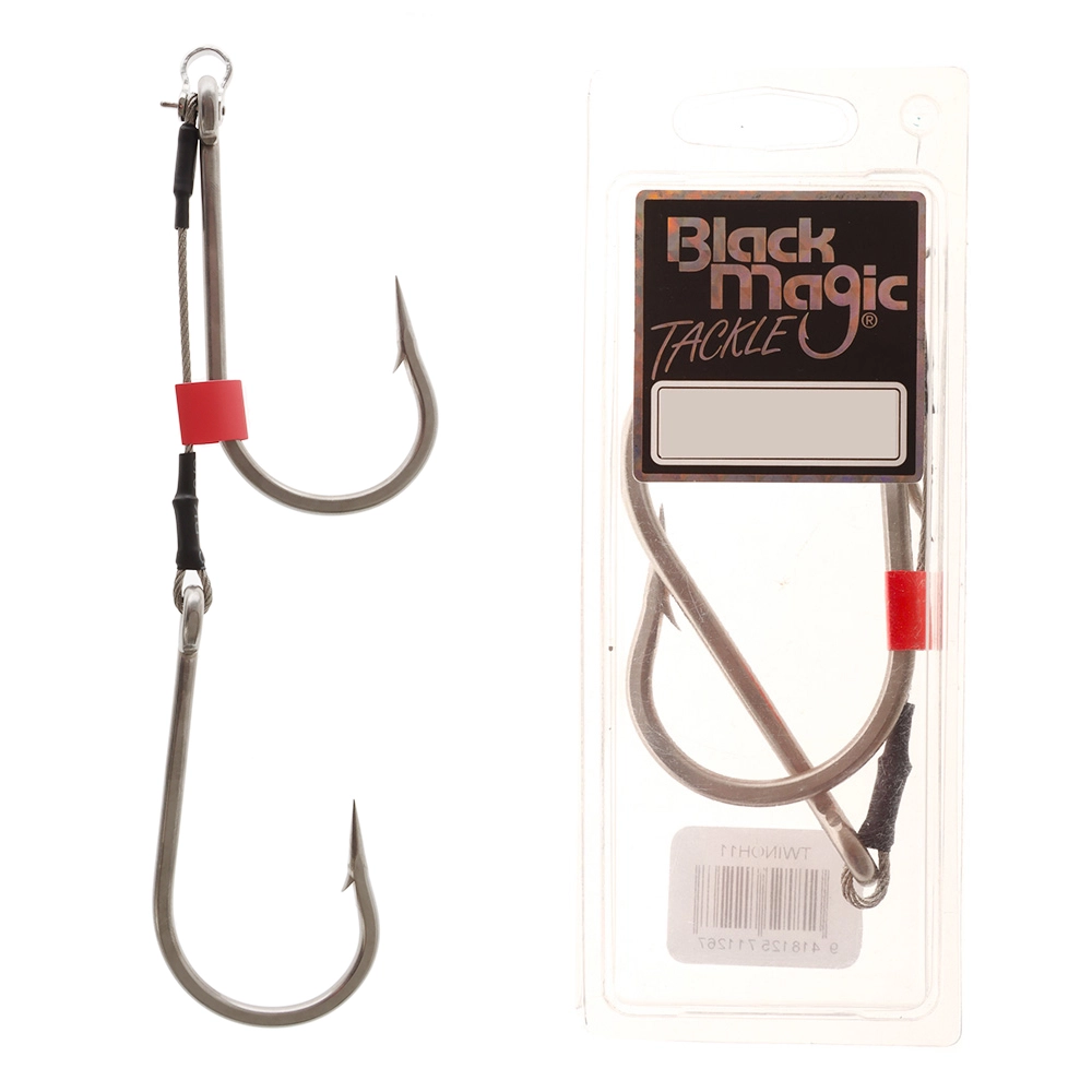 Black Magic Twin Game Hook Shackle Rig Open Gape 8/0 Black Magic Twin Game Hook Shackle Rig Open Gape 8/0