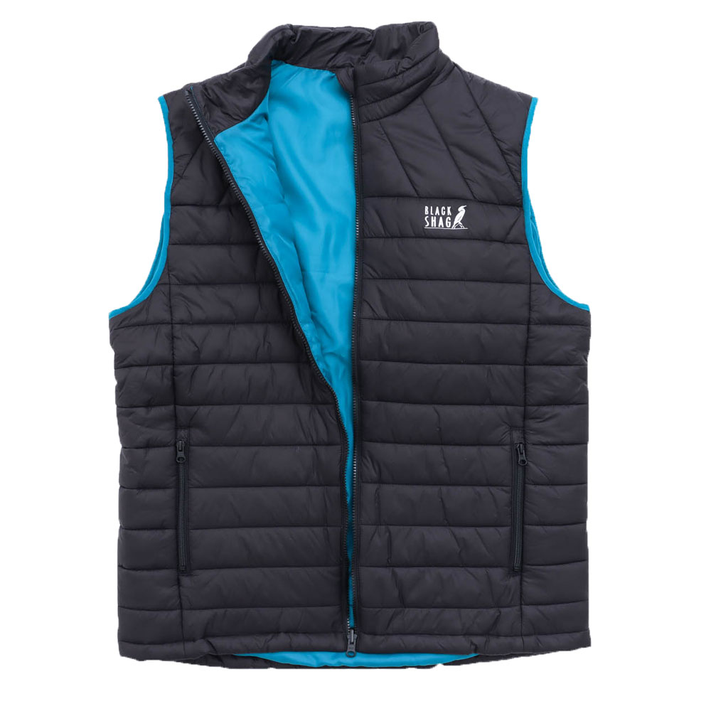 Black Shag Padded Puffer Vest