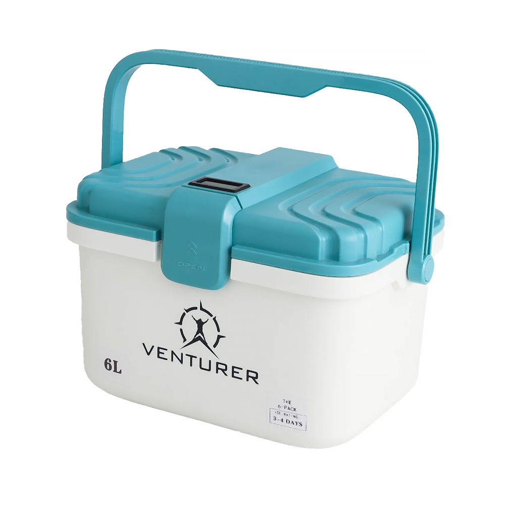 Venturer 6-Pack Premium Chilly Bin Cooler with Ice Pack and Thermometer 6L White/Green
