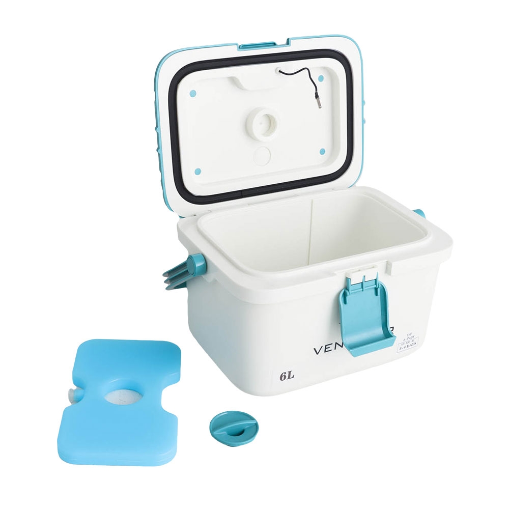 Venturer 6-Pack Premium Chilly Bin Cooler with Ice Pack and Thermometer 6L White/Green