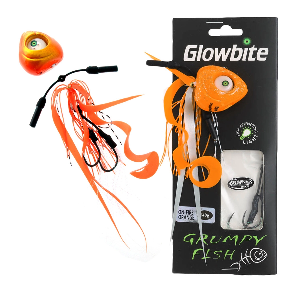 Glowbite Grumpy Fish Slider Lure On-Fire Orange 140g Glowbite Grumpy Fish Slider Lure On-Fire Orange 140g