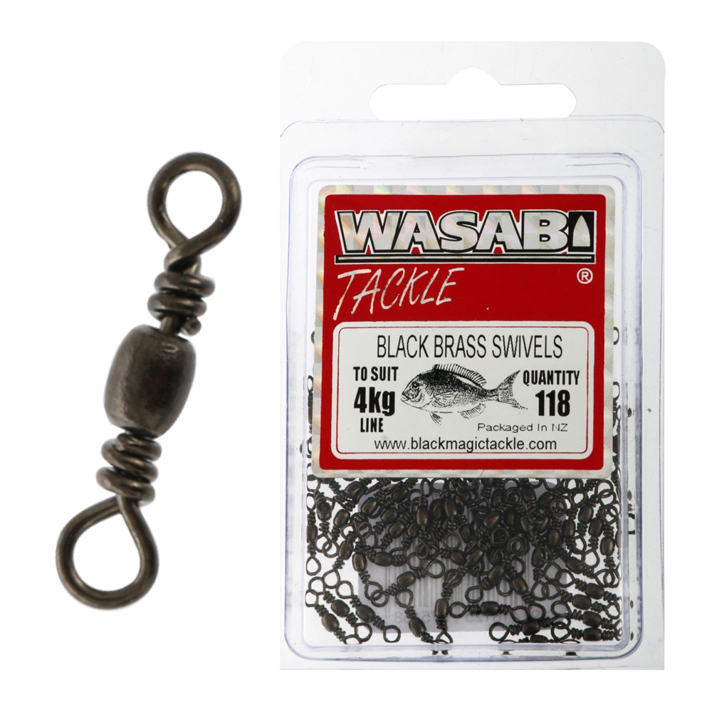 Wasabi Tackle Black Barrel Swivel Bulk Pack 4kg Qty 118