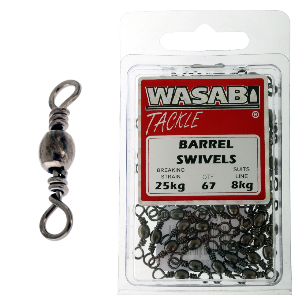 Wasabi Tackle Black Barrel Swivel Bulk Pack 8kg Qty 67