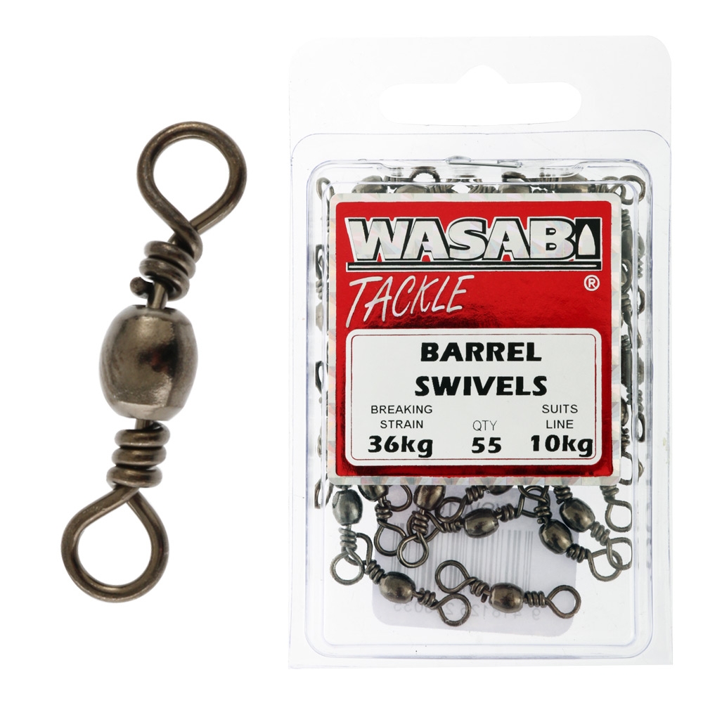 Wasabi Tackle Black Barrel Swivel Bulk Pack 10kg Qty 55