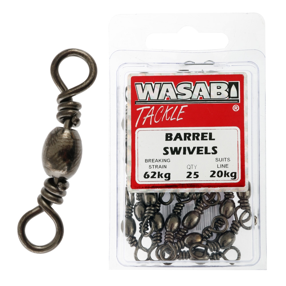 Wasabi Tackle Black Barrel Swivel Bulk Pack 20kg Qty 25