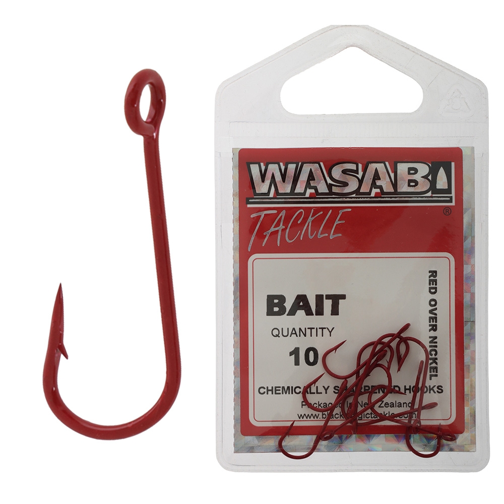Wasabi Tackle High Carbon Red Bait Hooks Size 16 Qty 10