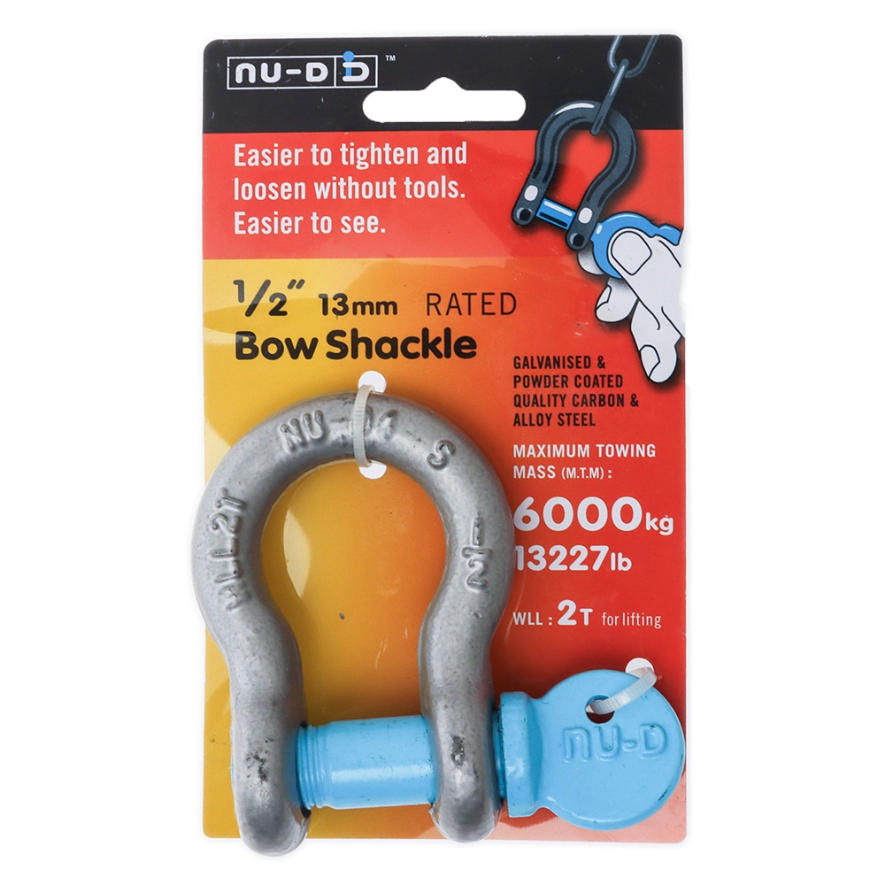 Nu-D Galvanised Lifting Bow Shackle WLL 2T 13mm