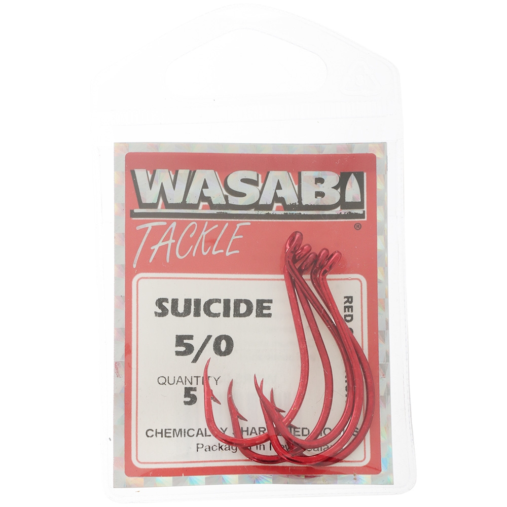 Wasabi Tackle Red Suicide Hooks 5/0 Qty 5