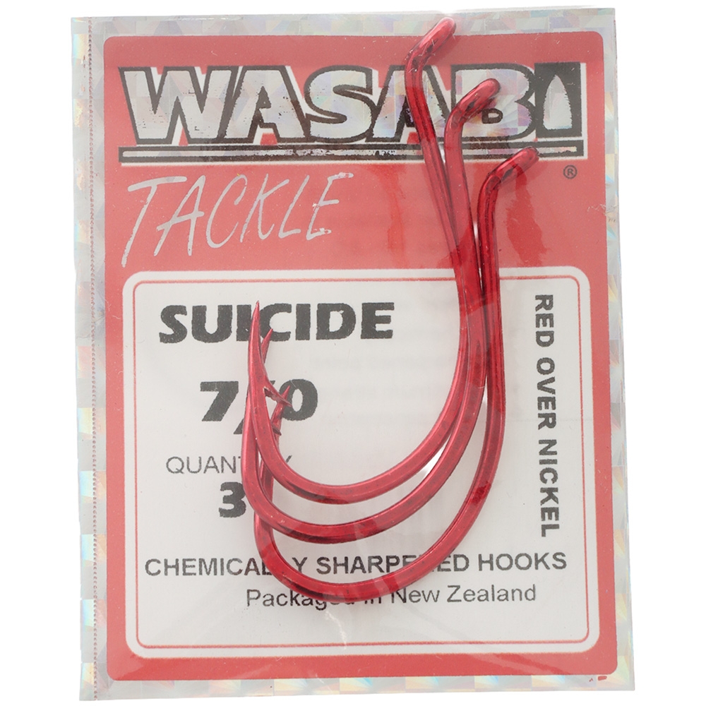 Wasabi Tackle Red Suicide Hooks 7/0 Qty 3