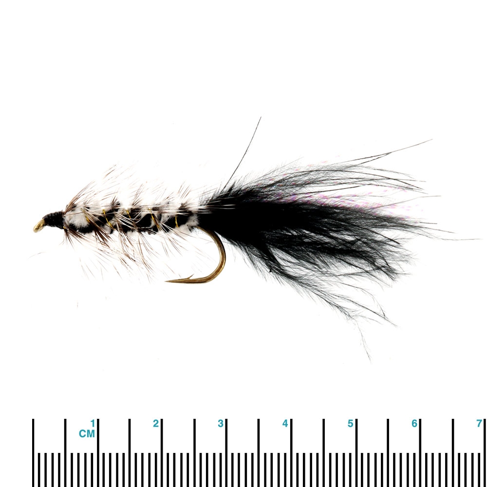 Black Magic Woolly Bugger Trout Fly Black Size B04 6cm