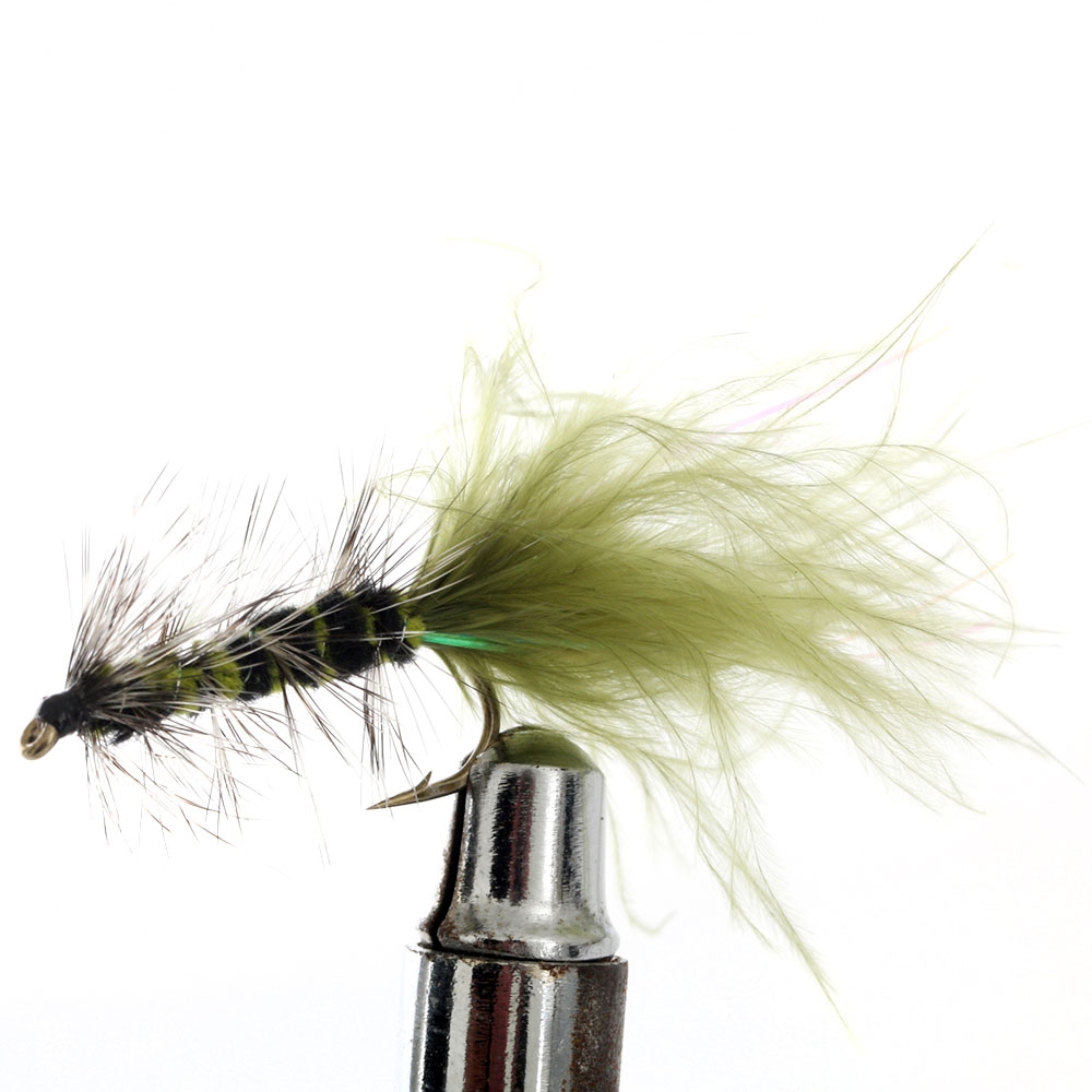 Black Magic Woolly Bugger Trout Fly Olive Size B04 6cm