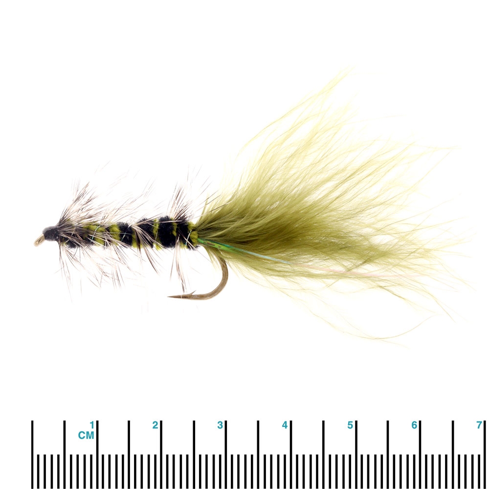 Black Magic Woolly Bugger Trout Fly Olive Size B04 6cm
