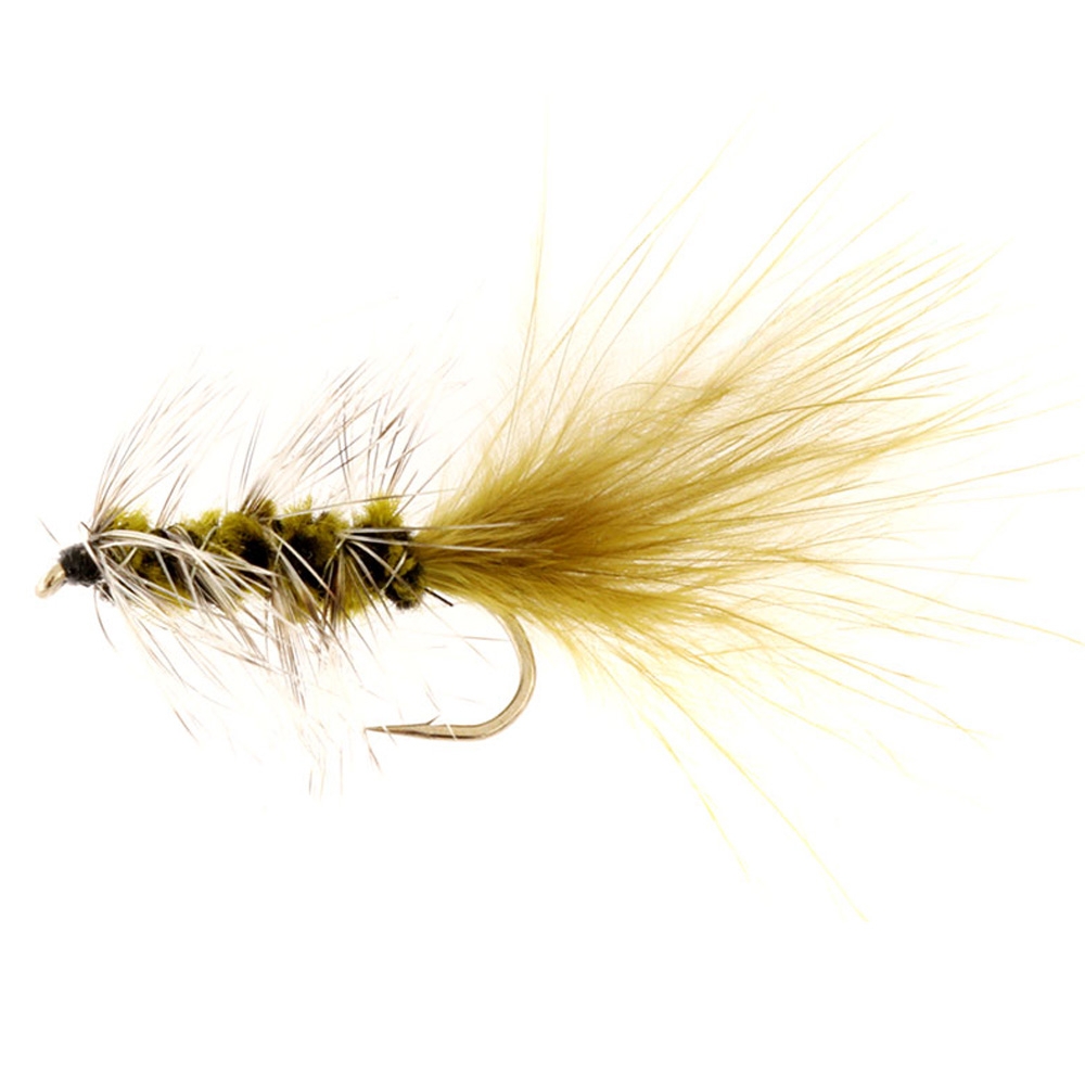 Black Magic Woolly Bugger Trout Fly Olive Size B08 4cm