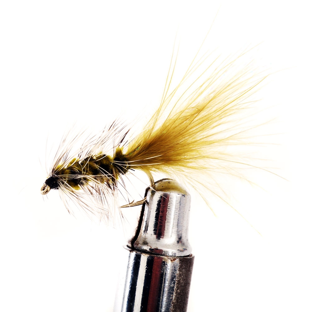 Black Magic Woolly Bugger Trout Fly Olive Size B08 4cm