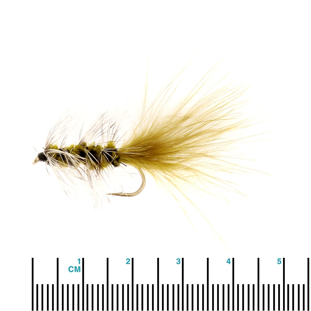 Black Magic Woolly Bugger Trout Fly Olive Size B08 4cm