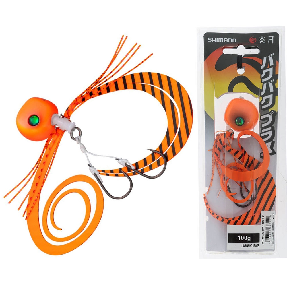 Shimano Tiger Baku Baku Plus Slider Jig 100g Flaming Orange UV