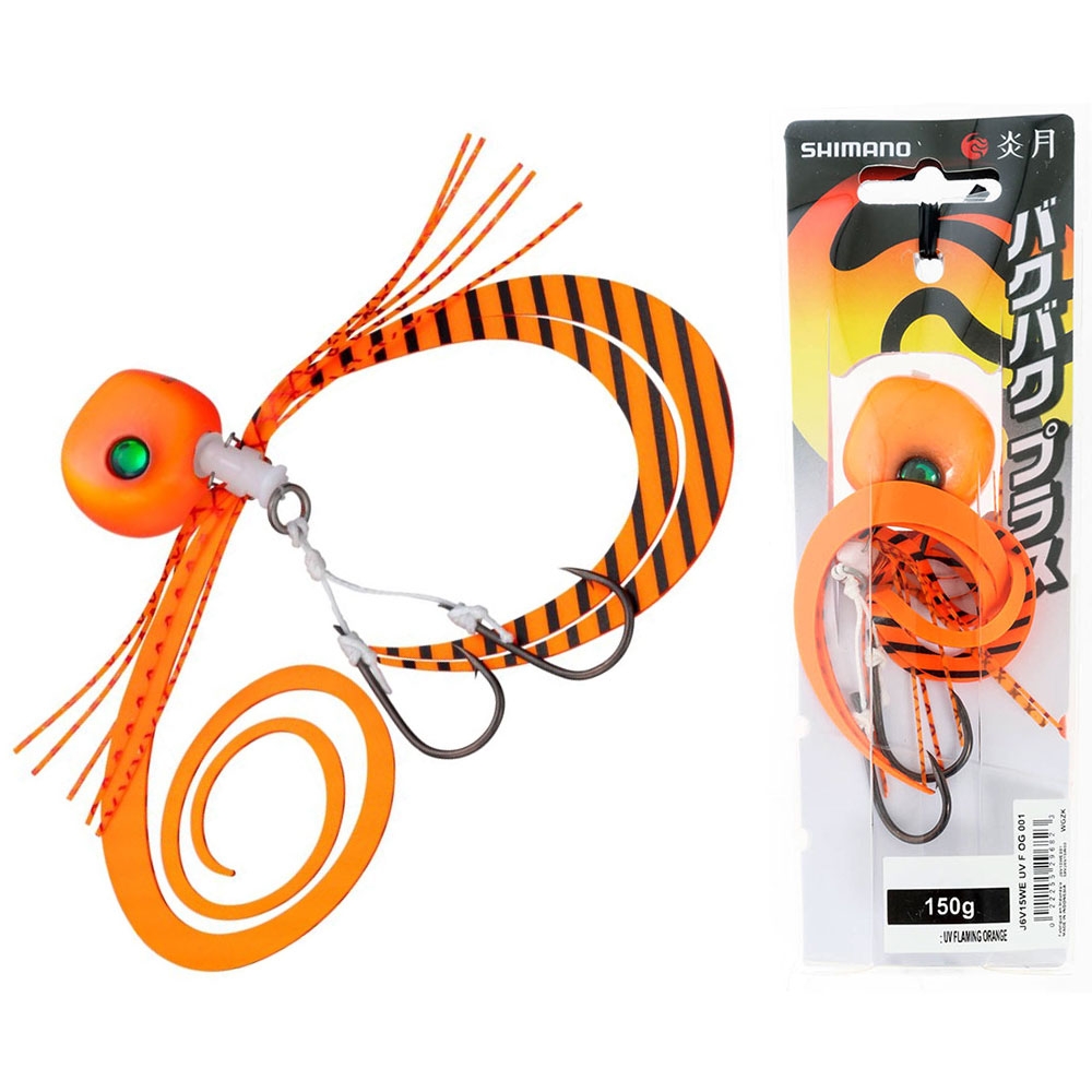 Shimano Tiger Baku Baku Plus Slider Jig 150g Flaming Orange UV