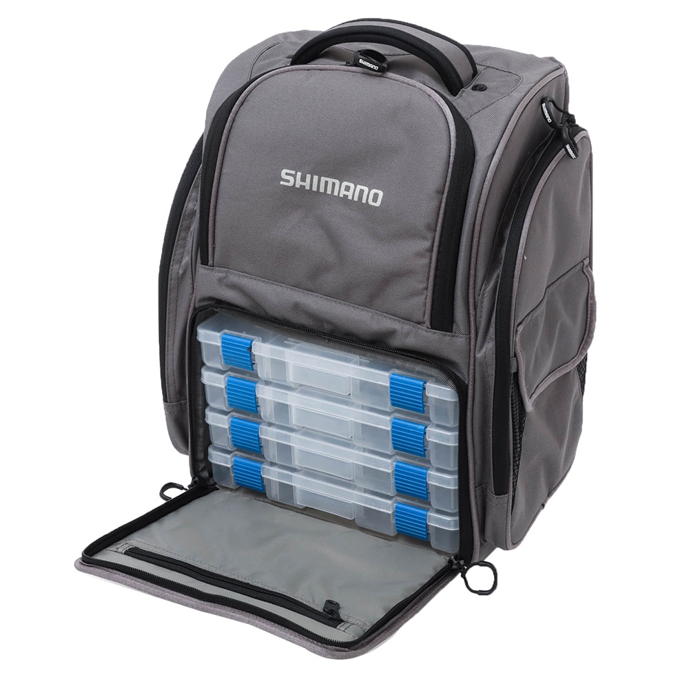 Shimano Tackle Backpack with 4 Tackle Trays Grey