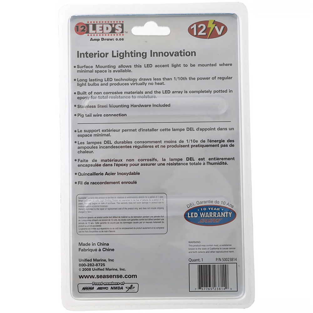 SeaSense 12 LED Accent Light with Switch Surface Mount White 12V