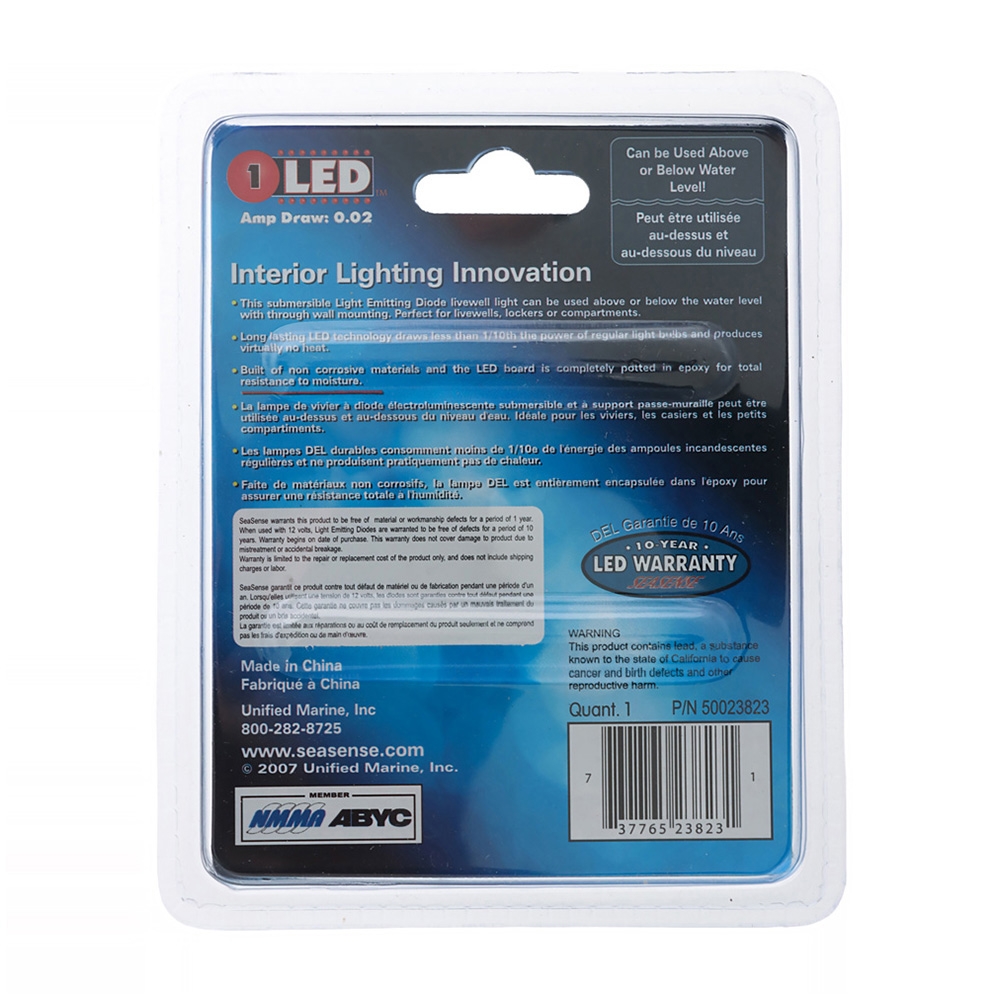 SeaSense Crystal LED Waterproof Livewell Light Blue 13.8V