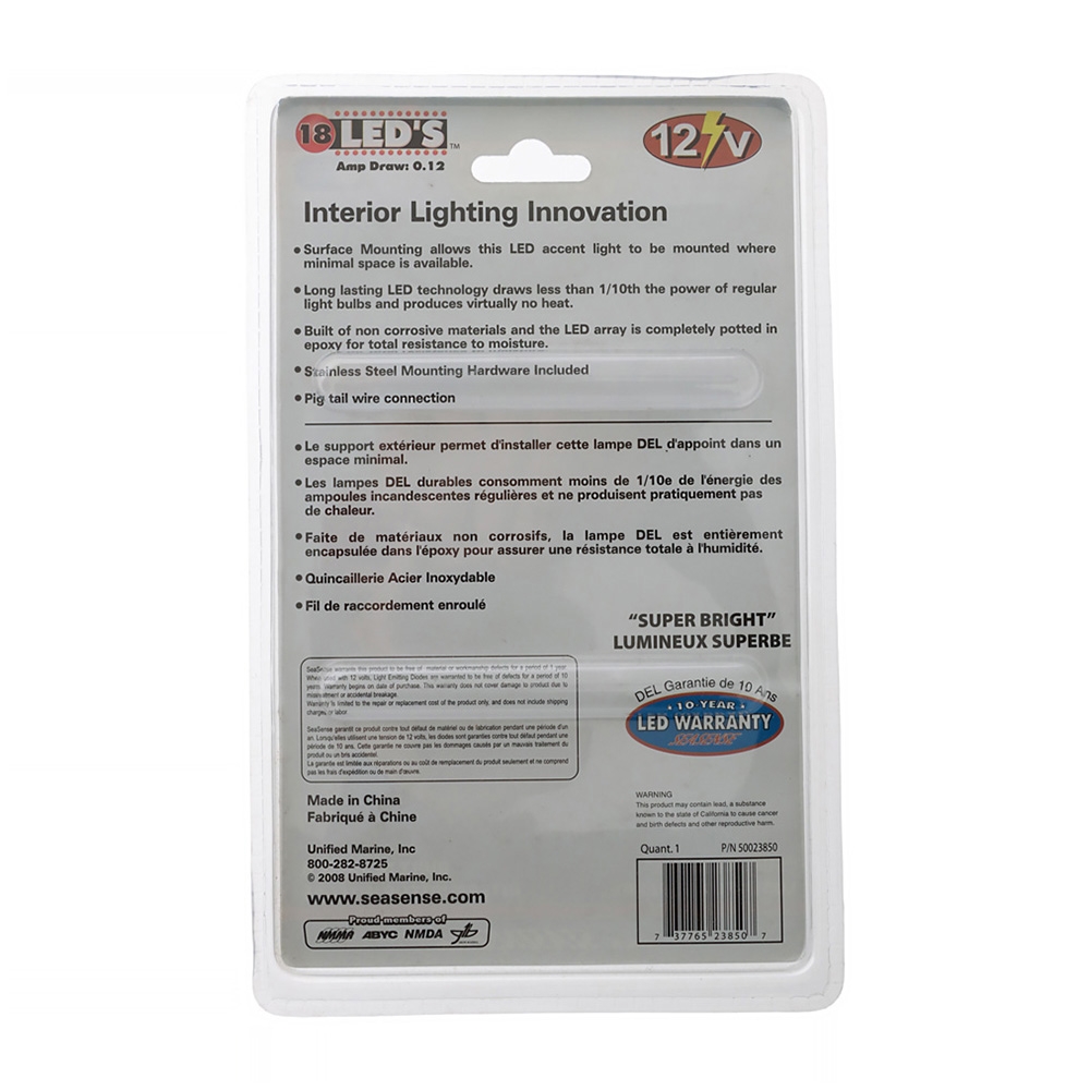 SeaSense 18 LED Accent Light with Switch Surface Mount White 12V
