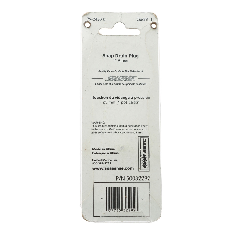 SeaSense Brass Snap Drain Plug 1in