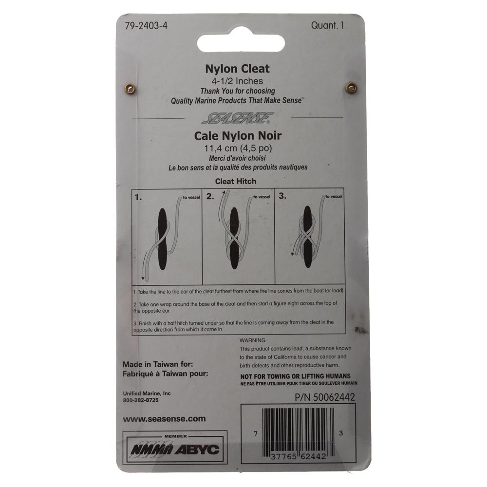 SeaSense Black Nylon Dock Cleat 4.5in