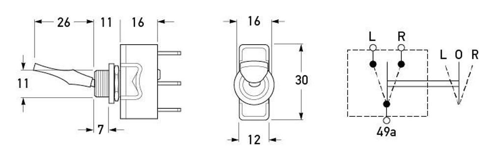 Hella Marine Toggle Switch On-Off-On Hella Marine Toggle Switch On-Off-On