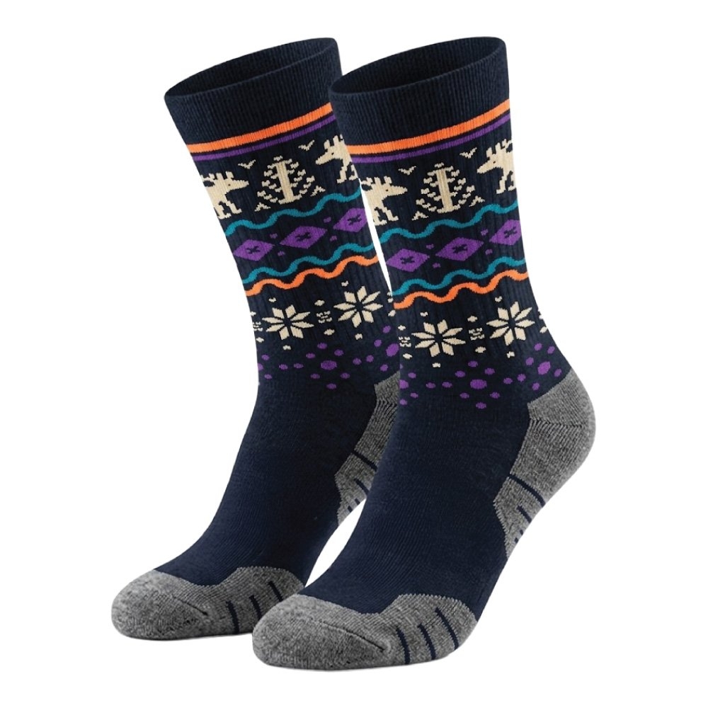 Black Shag Merino Blend Hiking/Ski Socks Snowflake Medium