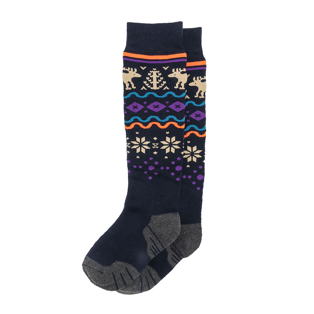 Black Shag Merino Blend Hiking/Ski Socks Snowflake Medium