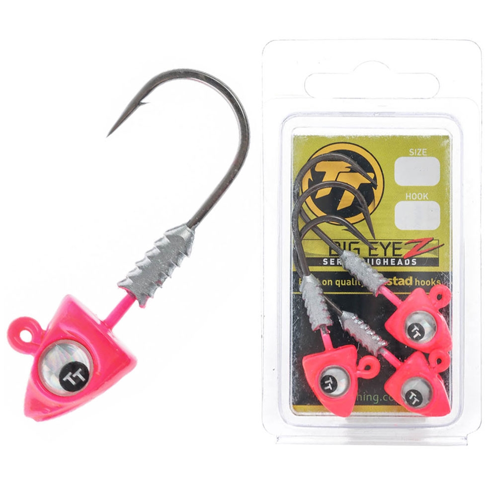 TT Lures Big EyeZ Jig Heads Pink Silver Qty 3 3/8oz 5/0