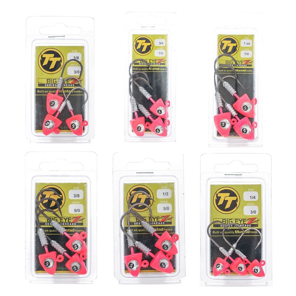 TT Lures Big EyeZ Jig Heads Pink Silver Qty 3