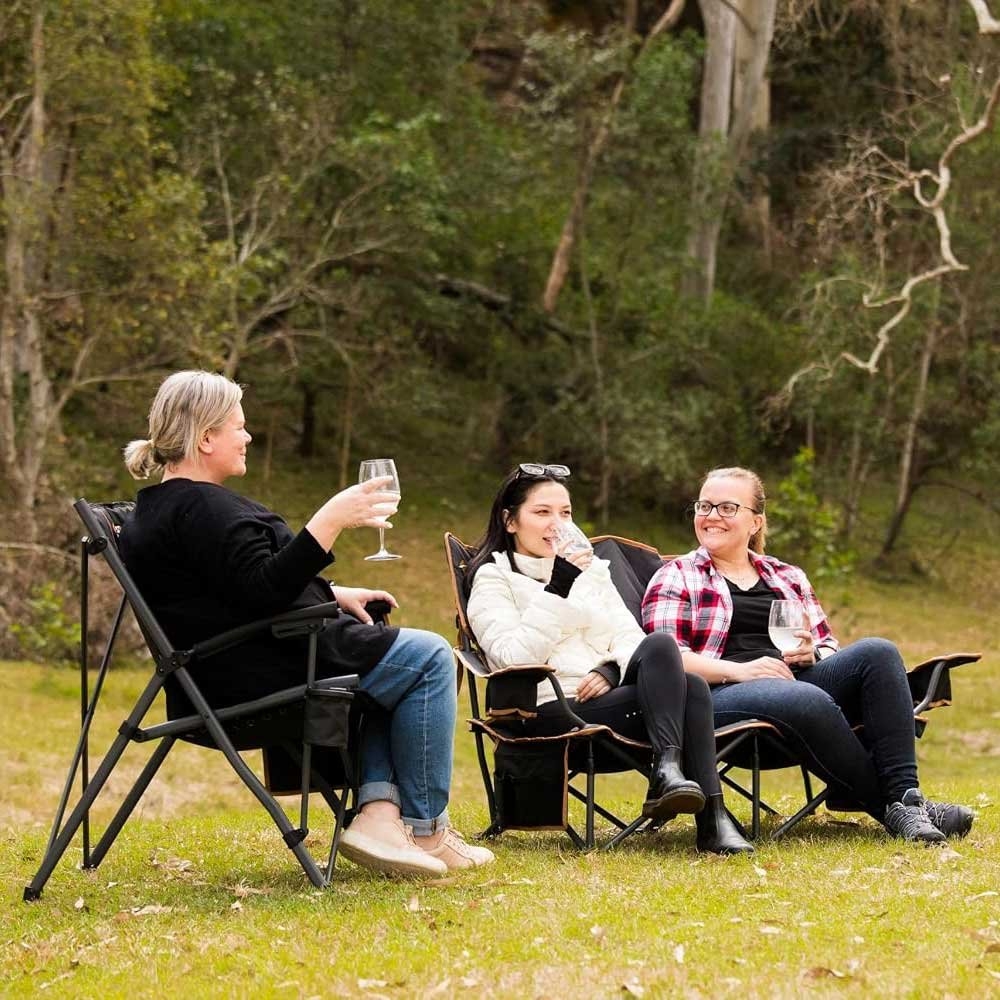 OZtrail Fireside Double Folding Camping Chair Black