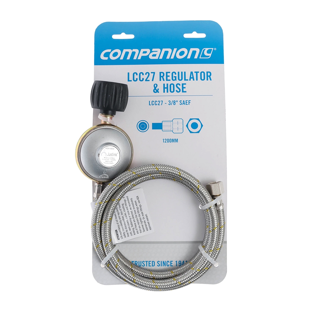Companion Braided Gas Hose 1200mm LCC27 Reg 3/8 SAE